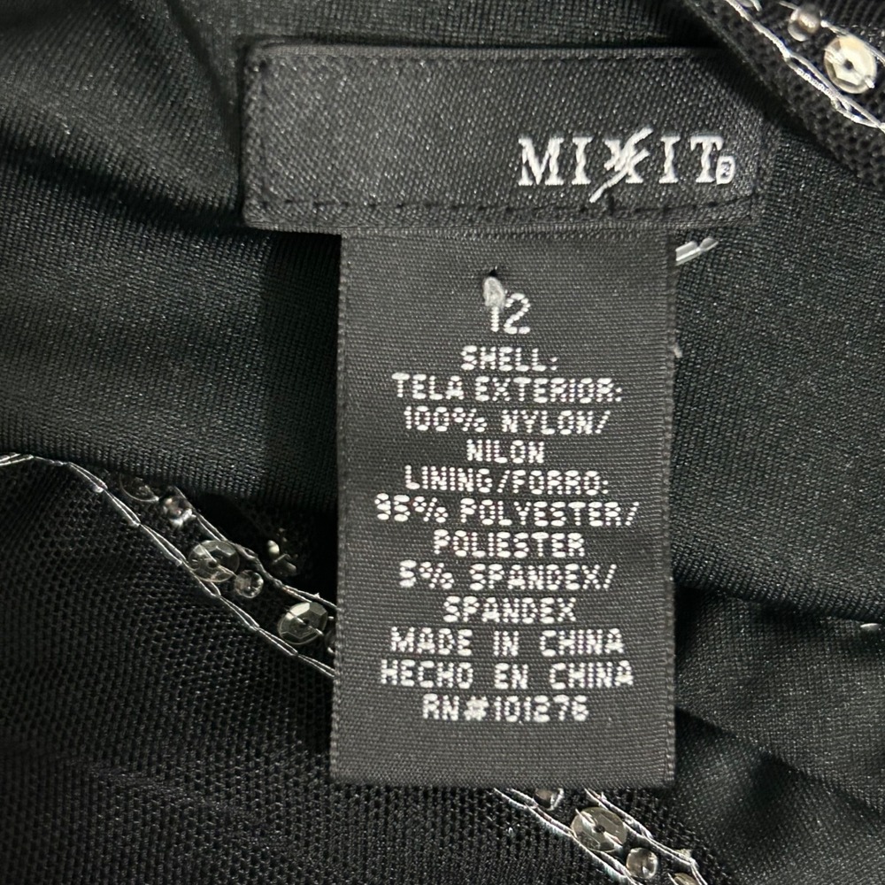 VTG MixIT Black Sequin Beaded Empire‎ Waist Mesh Overlay Dress Womens 12 NEW - Picture 11 of 15